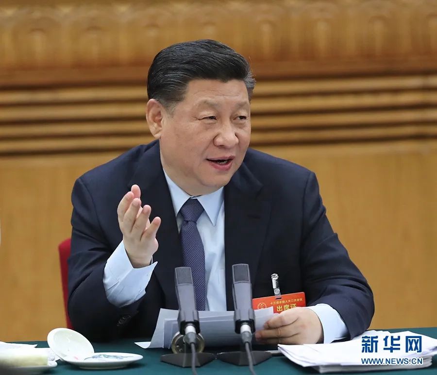 2019年3月7日,習(xí)近平參加十三屆全國(guó)人大二次會(huì)議甘肅代表團(tuán)的審議。新華社記者 鞠鵬 攝